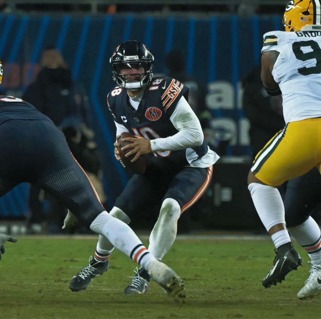 Caleb Williams in the pocket against the Packers